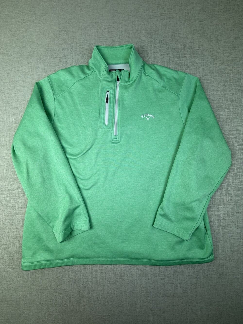 Callaway Men’s XXL Green Heather 1/4 Zip Golf Pullover Chest Pocket